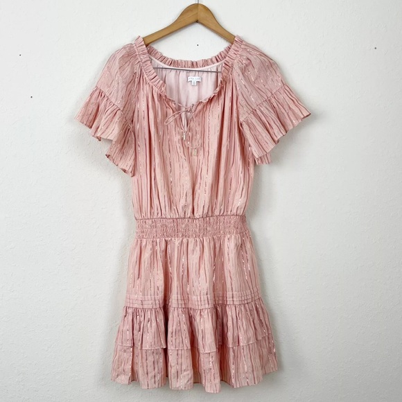 Anna Cate Metallic Striped Mini Dress Pink Medium - Picture 2 of 6